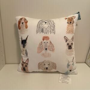 The Spring Shop White Pillow with Dog Design
